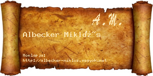 Albecker Miklós névjegykártya